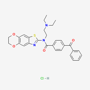 molecular formula C29H30ClN3O4S B2664005 4-苯甲酰基-N-(2-(二乙基氨基)乙基)-N-(6,7-二氢-[1,4]二氧杂环[2',3':4,5]苯并[1,2-d]噻唑-2-基)苯甲酰胺盐酸盐 CAS No. 1216515-00-2