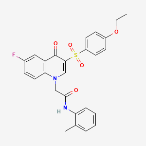 molecular formula C26H23FN2O5S B2664006 2-(3-((4-ethoxyphenyl)sulfonyl)-6-fluoro-4-oxoquinolin-1(4H)-yl)-N-(o-tolyl)acetamide CAS No. 902291-85-4