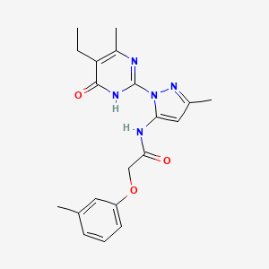 molecular formula C20H23N5O3 B2664008 N-[1-(5-ethyl-4-methyl-6-oxo-1,6-dihydropyrimidin-2-yl)-3-methyl-1H-pyrazol-5-yl]-2-(3-methylphenoxy)acetamide CAS No. 1002958-55-5