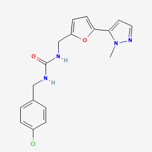 molecular formula C17H17ClN4O2 B2664009 1-[(4-Chlorophenyl)methyl]-3-[[5-(2-methylpyrazol-3-yl)furan-2-yl]methyl]urea CAS No. 2415624-06-3