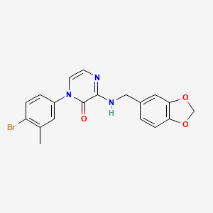molecular formula C19H16BrN3O3 B2664014 3-(1,3-Benzodioxol-5-ylmethylamino)-1-(4-bromo-3-methylphenyl)pyrazin-2-one CAS No. 941913-23-1