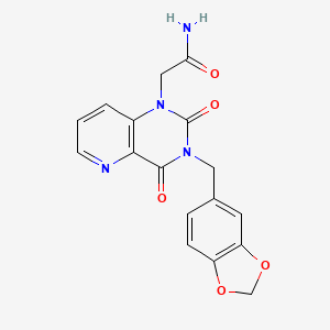 molecular formula C17H14N4O5 B2664017 2-(3-(benzo[d][1,3]dioxol-5-ylmethyl)-2,4-dioxo-3,4-dihydropyrido[3,2-d]pyrimidin-1(2H)-yl)acetamide CAS No. 921542-88-3