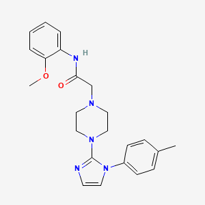 molecular formula C23H27N5O2 B2664027 N-(2-methoxyphenyl)-2-(4-(1-(p-tolyl)-1H-imidazol-2-yl)piperazin-1-yl)acetamide CAS No. 1021071-37-3