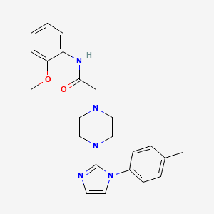 molecular formula C23H27N5O2 B2664027 N-(2-甲氧基苯基)-2-(4-(1-(对甲苯基)-1H-咪唑-2-基)哌嗪-1-基)乙酰胺 CAS No. 1021071-37-3