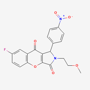 molecular formula C20H15FN2O6 B2664034 7-氟-2-(2-甲氧基乙基)-1-(4-硝基苯基)-1,2-二氢咔唑并[2,3-c]吡咯-3,9-二酮 CAS No. 631894-94-5