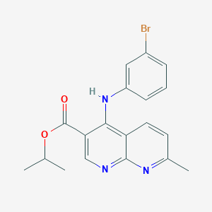 molecular formula C19H18BrN3O2 B2664035 异丙基 4-((3-溴苯基)氨基)-7-甲基-1,8-萘啶-3-羧酸酯 CAS No. 1251672-24-8