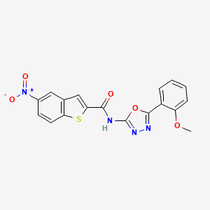 molecular formula C18H12N4O5S B2664039 N-[5-(2-methoxyphenyl)-1,3,4-oxadiazol-2-yl]-5-nitro-1-benzothiophene-2-carboxamide CAS No. 865285-99-0
