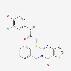 molecular formula C22H18ClN3O3S2 B2664041 2-({3-benzyl-4-oxo-3H,4H-thieno[3,2-d]pyrimidin-2-yl}sulfanyl)-N-(3-chloro-4-methoxyphenyl)acetamide CAS No. 1252850-87-5