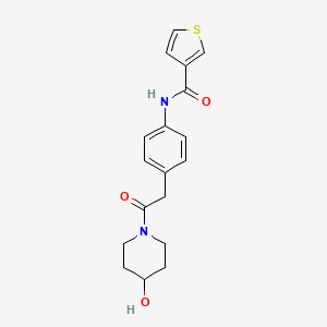N-(4-(2-(4-hydroxypiperidin-1-yl)-2-oxoethyl)phenyl)thiophene-3-carboxamide