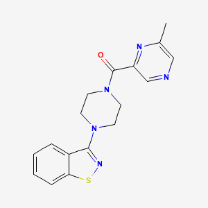 molecular formula C17H17N5OS B2664046 [4-(1,2-Benzothiazol-3-yl)piperazin-1-yl]-(6-methylpyrazin-2-yl)methanone CAS No. 2415492-21-4