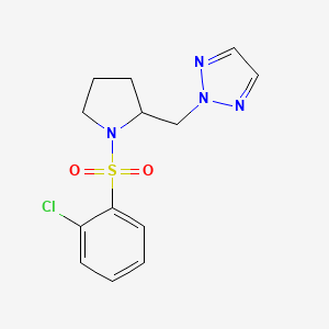 molecular formula C13H15ClN4O2S B2664050 2-{[1-(2-chlorobenzenesulfonyl)pyrrolidin-2-yl]methyl}-2H-1,2,3-triazole CAS No. 2097899-45-9