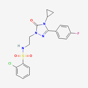 2-chloro-N-(2-(4-cyclopropyl-3-(4-fluorophenyl)-5-oxo-4,5-dihydro-1H-1,2,4-triazol-1-yl)ethyl)benzenesulfonamide