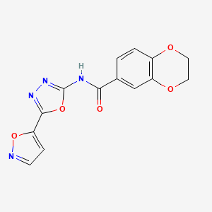 N-(5-(isoxazol-5-yl)-1,3,4-oxadiazol-2-yl)-2,3-dihydrobenzo[b][1,4]dioxine-6-carboxamide