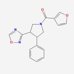 molecular formula C17H15N3O3 B2664071 (3-(1,2,4-Oxadiazol-3-yl)-4-phenylpyrrolidin-1-yl)(furan-3-yl)methanone CAS No. 2034350-55-3