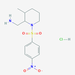 molecular formula C13H20ClN3O4S B2664076 [3-Methyl-1-(4-nitrobenzenesulfonyl)piperidin-2-yl]methanamine hydrochloride CAS No. 1795476-10-6