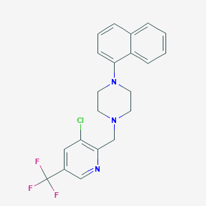 molecular formula C21H19ClF3N3 B2664077 1-{[3-Chloro-5-(trifluoromethyl)-2-pyridinyl]methyl}-4-(1-naphthyl)piperazine CAS No. 2058811-86-0
