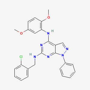 molecular formula C26H23ClN6O2 B2664083 N~6~-(2-氯苄基)-N~4~-(2,5-二甲氧基苯基)-1-苯基-1H-嘧啶并[3,4-d]嘧啶-4,6-二胺 CAS No. 946290-01-3