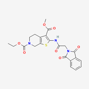 molecular formula C22H21N3O7S B2664085 6-乙基 3-甲基 2-(2-(1,3-二氧代异喹啉-2-基)乙酰氨基)-4,5-二氢噻吩[2,3-c]吡啶-3,6(7H)-二羧酸二甲酯 CAS No. 864926-22-7
