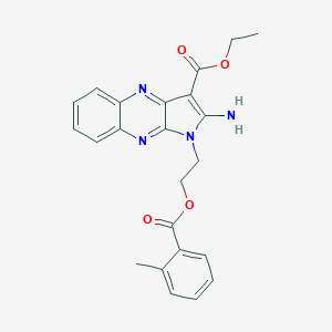 molecular formula C23H22N4O4 B266409 ethyl 2-amino-1-(2-{[(2-methylphenyl)carbonyl]oxy}ethyl)-1H-pyrrolo[2,3-b]quinoxaline-3-carboxylate 