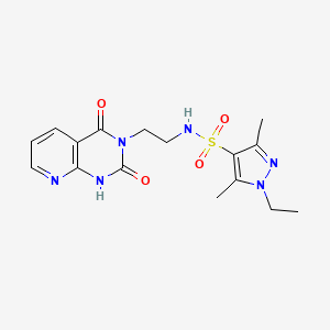 molecular formula C16H20N6O4S B2664090 N-(2-(2,4-dioxo-1,2-dihydropyrido[2,3-d]pyrimidin-3(4H)-yl)ethyl)-1-ethyl-3,5-dimethyl-1H-pyrazole-4-sulfonamide CAS No. 2034413-30-2