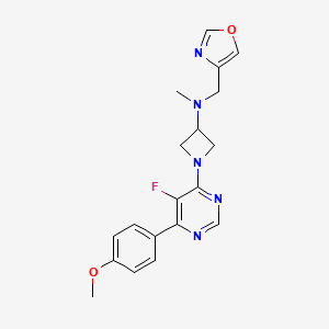 1-[5-Fluoro-6-(4-methoxyphenyl)pyrimidin-4-yl]-N-methyl-N-(1,3-oxazol-4-ylmethyl)azetidin-3-amine
