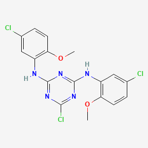 molecular formula C17H14Cl3N5O2 B2664112 6-chloro-N,N'-bis(5-chloro-2-methoxyphenyl)-1,3,5-triazine-2,4-diamine CAS No. 378203-95-3