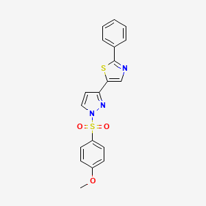 5-(1-((4-Methoxyphenyl)sulfonyl)-1H-pyrazol-3-yl)-2-phenyl-1,3-thiazole