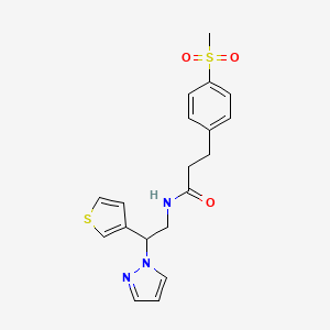 N-(2-(1H-pyrazol-1-yl)-2-(thiophen-3-yl)ethyl)-3-(4-(methylsulfonyl)phenyl)propanamide