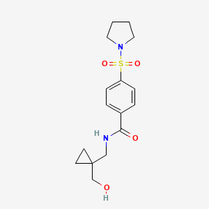 molecular formula C16H22N2O4S B2664115 N-((1-(hydroxymethyl)cyclopropyl)methyl)-4-(pyrrolidin-1-ylsulfonyl)benzamide CAS No. 1251578-85-4