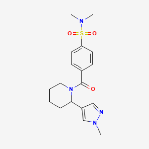 molecular formula C18H24N4O3S B2664116 N,N-dimethyl-4-(2-(1-methyl-1H-pyrazol-4-yl)piperidine-1-carbonyl)benzenesulfonamide CAS No. 2034605-04-2