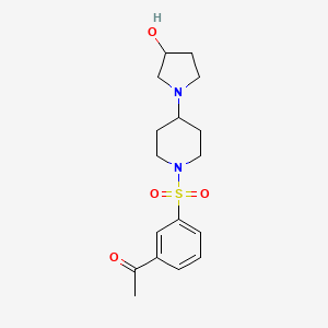 molecular formula C17H24N2O4S B2664122 1-(3-((4-(3-Hydroxypyrrolidin-1-yl)piperidin-1-yl)sulfonyl)phenyl)ethanone CAS No. 1448030-45-2