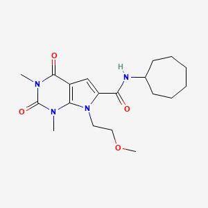 molecular formula C19H28N4O4 B2664126 N-cycloheptyl-7-(2-methoxyethyl)-1,3-dimethyl-2,4-dioxo-2,3,4,7-tetrahydro-1H-pyrrolo[2,3-d]pyrimidine-6-carboxamide CAS No. 1021257-33-9