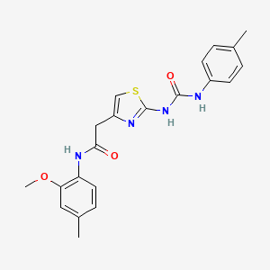 molecular formula C21H22N4O3S B2664129 N-(2-methoxy-4-methylphenyl)-2-(2-(3-(p-tolyl)ureido)thiazol-4-yl)acetamide CAS No. 921499-35-6