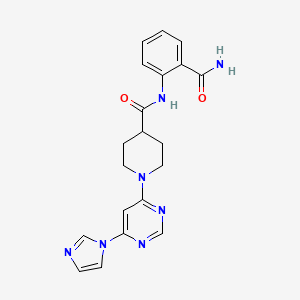 molecular formula C20H21N7O2 B2664131 1-(6-(1H-imidazol-1-yl)pyrimidin-4-yl)-N-(2-carbamoylphenyl)piperidine-4-carboxamide CAS No. 1351621-10-7