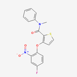 molecular formula C18H13FN2O4S B2664132 3-(4-fluoro-2-nitrophenoxy)-N-methyl-N-phenylthiophene-2-carboxamide CAS No. 303152-72-9