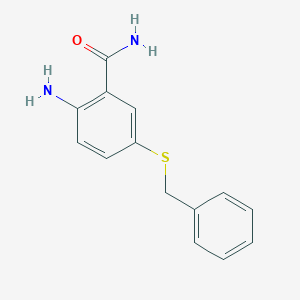 molecular formula C14H14N2OS B2664137 2-氨基-5-(苄基硫代)苯甲酰胺 CAS No. 1304873-04-8