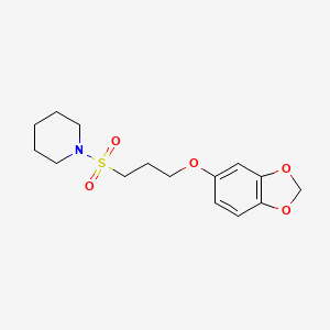 molecular formula C15H21NO5S B2664143 1-((3-(Benzo[d][1,3]dioxol-5-yloxy)propyl)sulfonyl)piperidine CAS No. 946237-64-5
