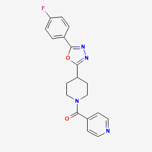 molecular formula C19H17FN4O2 B2664148 (4-(5-(4-Fluorophenyl)-1,3,4-oxadiazol-2-yl)piperidin-1-yl)(pyridin-4-yl)methanone CAS No. 1210739-04-0