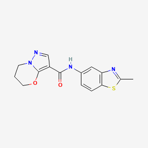 molecular formula C15H14N4O2S B2664150 N-(2-甲基苯并[d]噻唑-5-基)-6,7-二氢-5H-吡唑并[5,1-b][1,3]噁嗪-3-甲酰胺 CAS No. 1428367-33-2