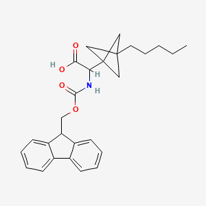 molecular formula C27H31NO4 B2664173 2-(9H-Fluoren-9-ylmethoxycarbonylamino)-2-(3-pentyl-1-bicyclo[1.1.1]pentanyl)acetic acid CAS No. 2287262-52-4