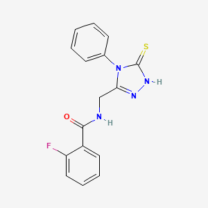 molecular formula C16H13FN4OS B2664188 2-fluoro-N-[(4-phenyl-5-sulfanyl-4H-1,2,4-triazol-3-yl)methyl]benzamide CAS No. 391886-33-2