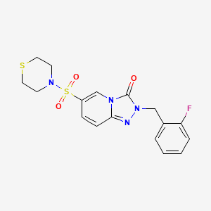 molecular formula C17H17FN4O3S2 B2664202 2-(2-fluorobenzyl)-6-(thiomorpholinosulfonyl)-[1,2,4]triazolo[4,3-a]pyridin-3(2H)-one CAS No. 1251545-44-4
