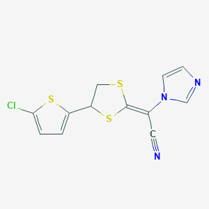 (2E)-2-[4-(5-Chlorothiophen-2-yl)-1,3-dithiolan-2-ylidene]-2-imidazol-1-ylacetonitrile