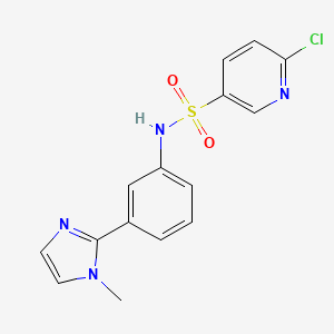 molecular formula C15H13ClN4O2S B2664219 6-氯-N-[3-(1-甲基咪唑-2-基)苯基]吡啶-3-磺酰胺 CAS No. 1436227-15-4