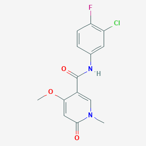 molecular formula C14H12ClFN2O3 B2664224 N-(3-chloro-4-fluorophenyl)-4-methoxy-1-methyl-6-oxo-1,6-dihydropyridine-3-carboxamide CAS No. 2034526-44-6
