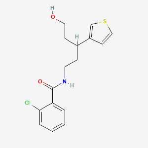 molecular formula C16H18ClNO2S B2664252 2-chloro-N-(5-hydroxy-3-(thiophen-3-yl)pentyl)benzamide CAS No. 2034329-06-9