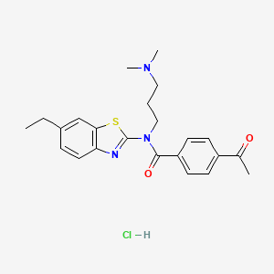 4-acetyl-N-(3-(dimethylamino)propyl)-N-(6-ethylbenzo[d]thiazol-2-yl)benzamide hydrochloride