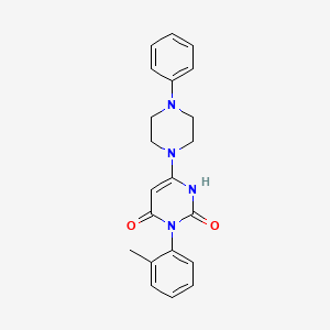 molecular formula C21H22N4O2 B2664272 3-(2-methylphenyl)-6-(4-phenylpiperazin-1-yl)-1H-pyrimidine-2,4-dione CAS No. 847399-26-2