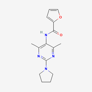 molecular formula C15H18N4O2 B2664273 N-(4,6-dimethyl-2-(pyrrolidin-1-yl)pyrimidin-5-yl)furan-2-carboxamide CAS No. 1448073-08-2