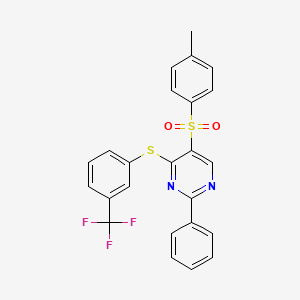 molecular formula C24H17F3N2O2S2 B2664287 4-甲基苯基2-苯基-4-{[3-(三氟甲基)苯基]硫代}-5-嘧啶基砜 CAS No. 478247-28-8